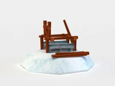 Building groundwork Low-poly 3D model