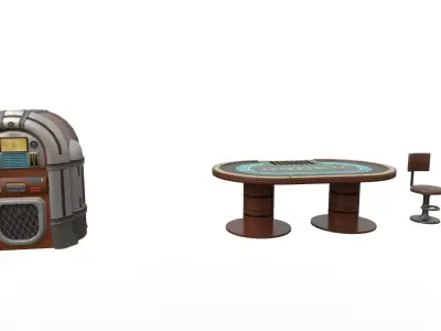 Stylized Casino Game Pack  Low Poly Roulette Slot Poker Low-poly 3D model