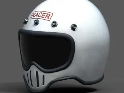 Helmet scifi fantasy pilot military racer bike  Low-poly 3D model
