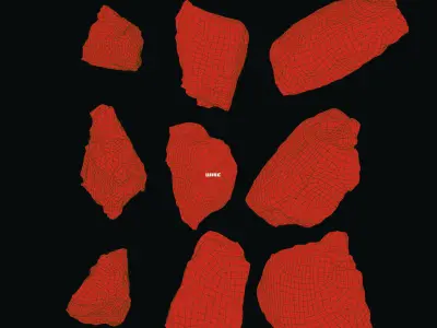 tripple red rock set Low-poly 3D model