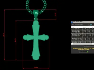 Light Gold 18K Cross Pendant 1CP038 3D print model purchase