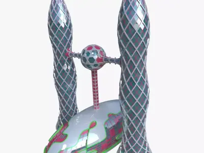 Skyscraper with hall 3D model