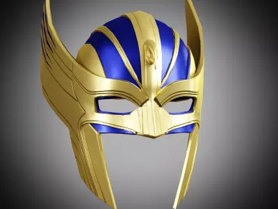 Low poly Thor Helmet - Love and thunder  Low-poly 3D model