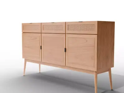 Suri 3 Drawer 3 Door Side Board Low-poly 3D model