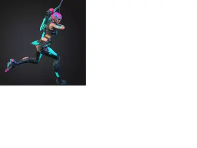 Neon Cyber Elf Archer Miniatura   Elfa Arqueira Ciberpunk 3D print model