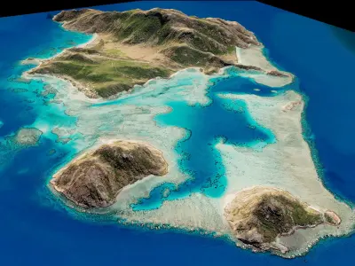 Lizard Island full 3d model terrain Low-poly 3D model