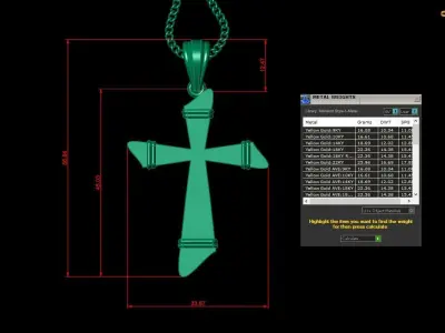 Light Gold 18K Cross Pendant 2CP070 3D print model