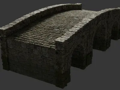 Medieval stone bridge Low-poly 3D model purchase