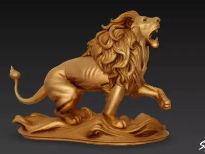 Lion Statue V19 Low-poly 3D model