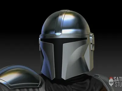 The mandalorian 3d print model star wars statue holding gun 3D print model