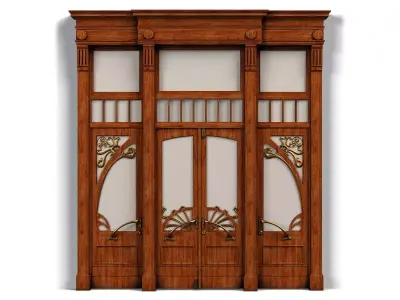 Door0015 wooden door with ornate carvings 3D model