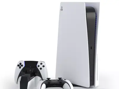 PS5 with DualSense Edge controller  3D model
