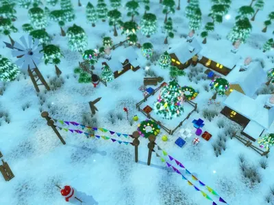 Christmas and Winter City Low-poly 3D model