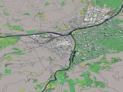 Bolzano Italy 30x30km 3D City Map 3D model