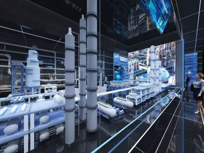  Futuristic Exhibition Interior Sci Fi Hall  Low-poly 3D model