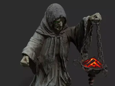 Old Statue 2 Low-poly 3D model