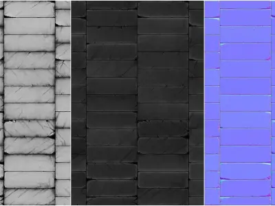 White marble tiles PBR material pack Texture