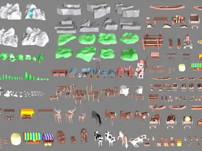 Village Low-poly 3D model