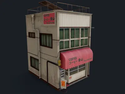 Coffee Shop of Kanayama Low-poly 3D model