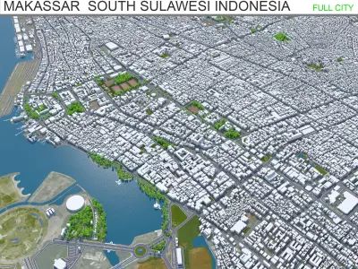 Makassar City South Sulawesi Indonesia 35km Low-poly 3D model