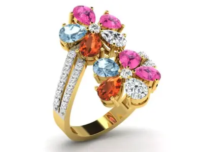 Light Weight Yellow Gold Diamond Ring DR-5990 3D print model