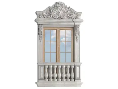 Window with frame and balcony 3D model