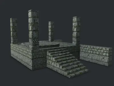 Jungle Stone Altar Environment Game Assets Low-poly 3D model