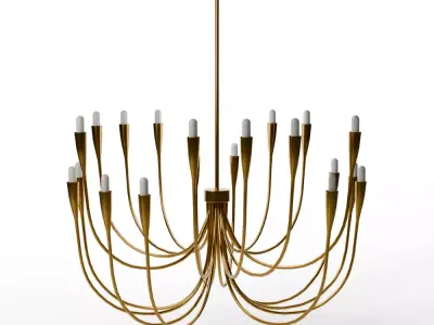 Iiona Brass Candelabra Chandelier - Elegant Ceiling Light Low-poly 3D model