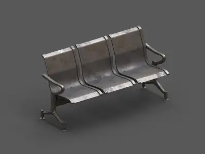 Street Bench Pack 4 Low-poly 3D model