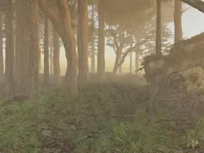 3D realistic forest scene creation with blender  Low-poly 3D model