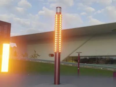 Dark Red Light-Column -24- Street-Light 9 Low-poly 3D model