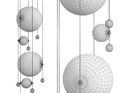 Abacus Round LED Multi Light Pendant Low-poly 3D model