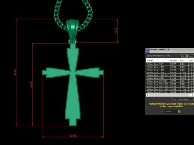 Light Gold 18K Cross Pendant 1CP001 3D print model purchase