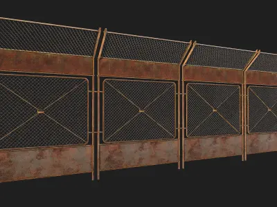 Wire Chain Link Fence Low-poly 3D model