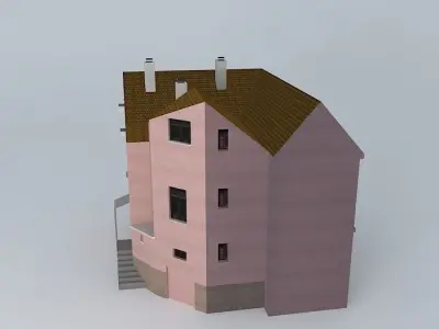 Old Corner House Exterior only Low-poly 3D model