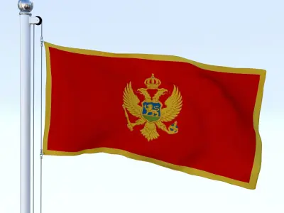 Animated Montenegro Flag Low-poly 3D model