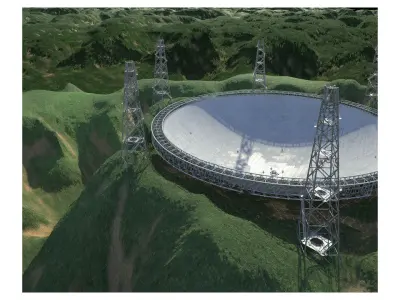 Fast radio telescope moutain landscape 3D model
