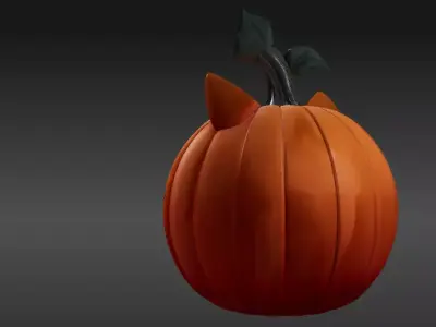 Cute Pumpkin Cat Light 3D Model Decorative Lamp Print Ready  Low-poly 3D model