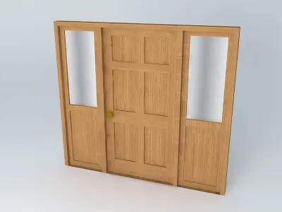 Door wooden with glass panels Free 3D model