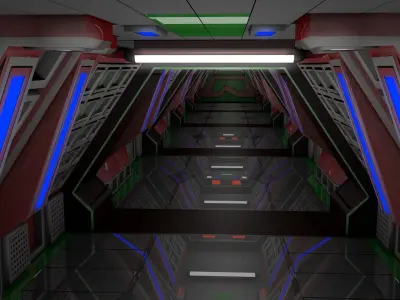 Sci Fi Corridor  3D model 19
