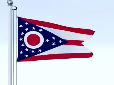 Animated Ohio Flag Low-poly 3D model