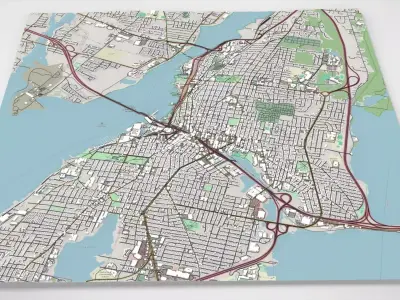 Cityscape Fall River Massachusetts United States 3D model