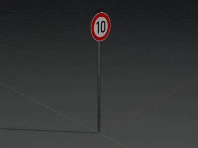 Traffic sign 274-10 Speed limit 10 km h Size-2 Low-poly 3D model