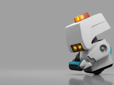 sci-fi cleaner robot rigged animated character 3D model