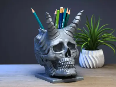 Skull dragon pen holder Cyborg pen holder 3D print model