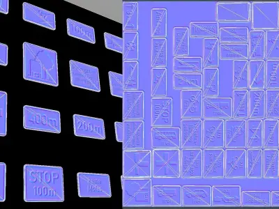 Additional Traffic Signs -1 Low-poly 3D model