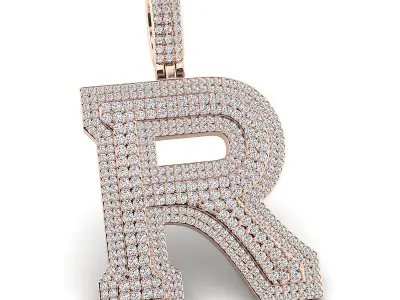 Alphabet Latter R Diamond Pendent 3D print model