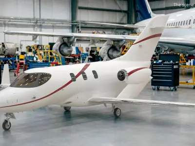  Twin Engine Private Jet Black Red Rigged 