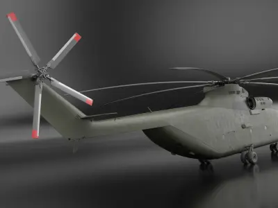  Extra Large Military Cargo Helicopter Green Rigged 