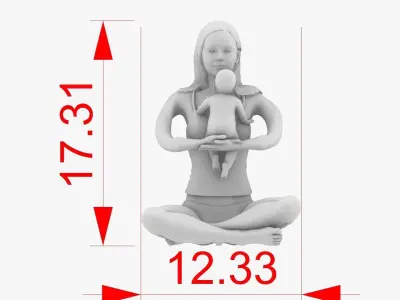 Mother and baby 3D print model